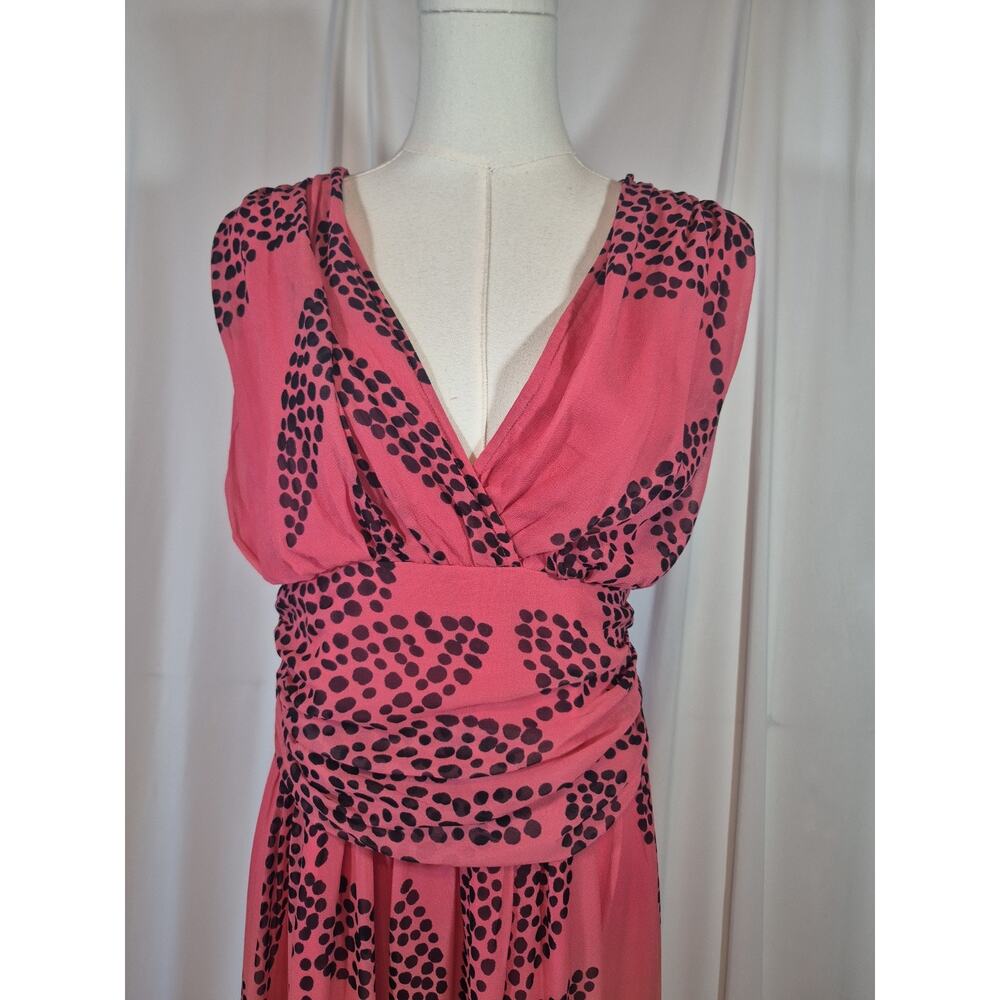 Anthropologie Pink-to-Peach Ombre Midi Dress with Black Floral Motif - Picture 3 of 9